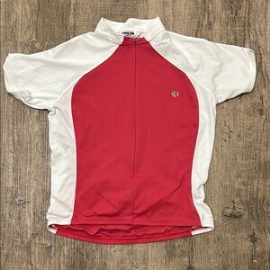 Pearl Izumi Red and White Fitted Zippered Jersey with Mandarin Collar